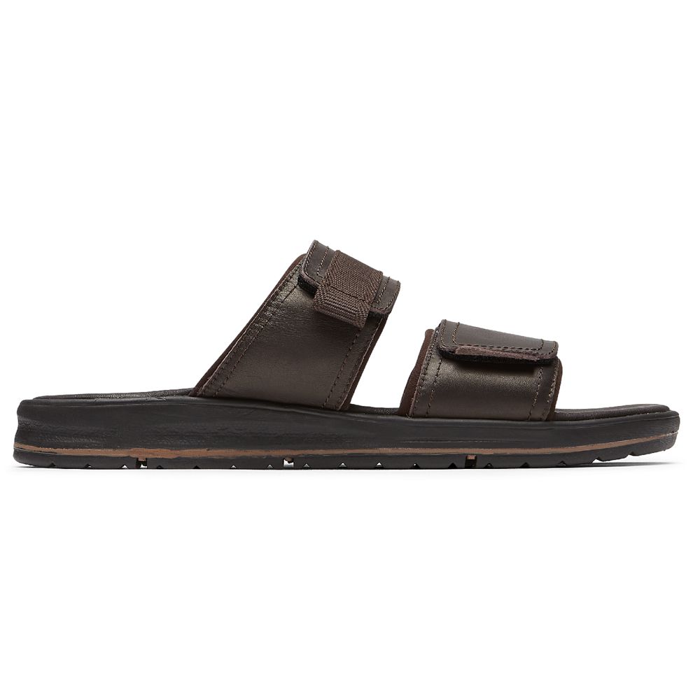 Rockport Men's Lucky Bay Dress Slides - Brown - USA (3406PJAYD)